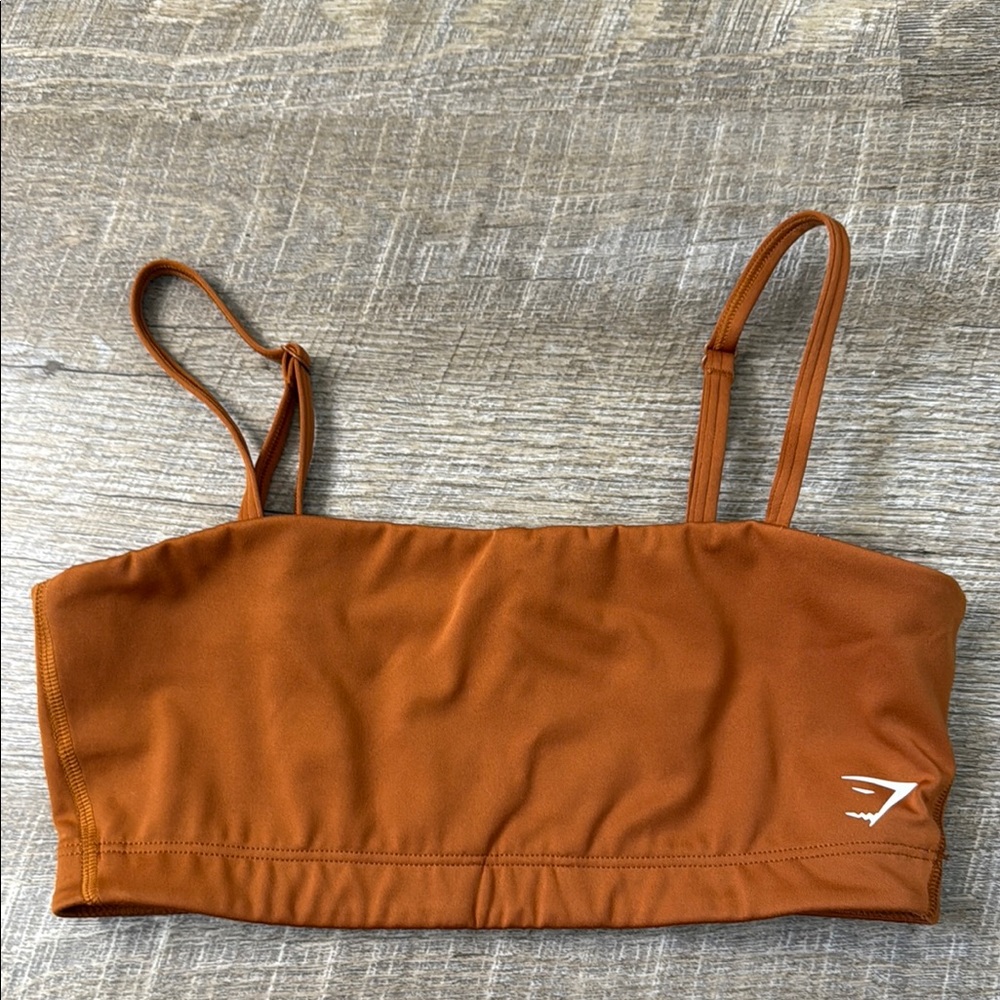 Gym Shark Orange Rust Bandeu Athletic Sports Bra Size S